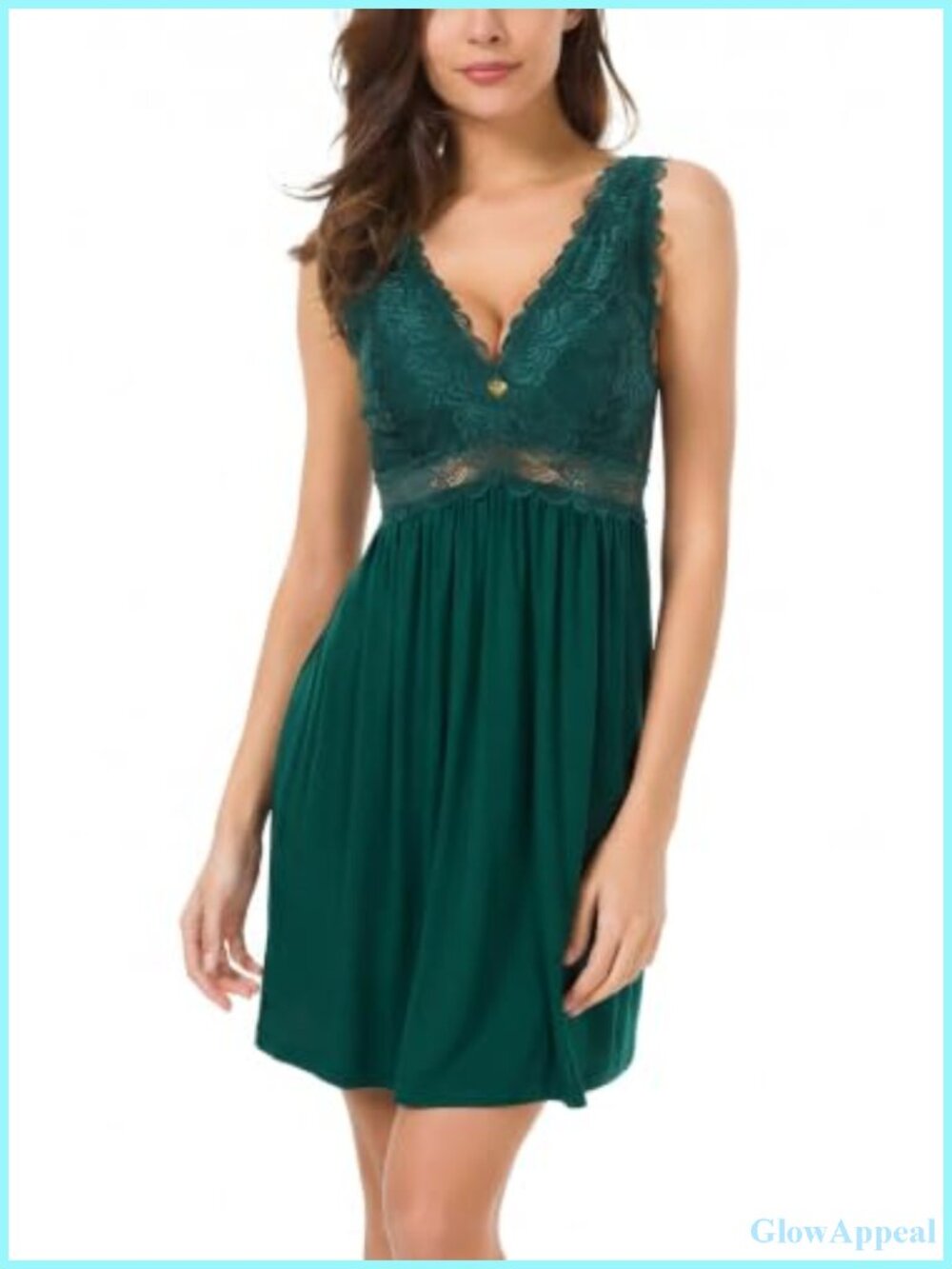 Satin Lace V-Neck Nightgown Babydoll Slip Sleepwear